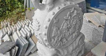 嘉峪关芝麻白抱鼓石 庭院抱鼓石