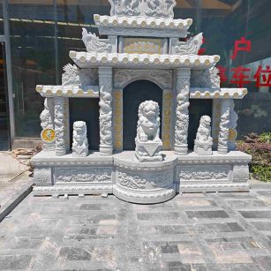嘉峪关芝麻白中国黑石材套墓 花岗岩墓碑